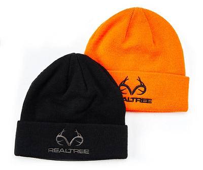 Orange & Black Logo 2-Piece Beanie Set