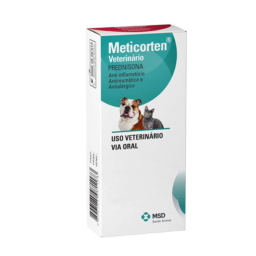 Msd meticorten 20mg anti-inflamatório para cães (10 comprimidos)