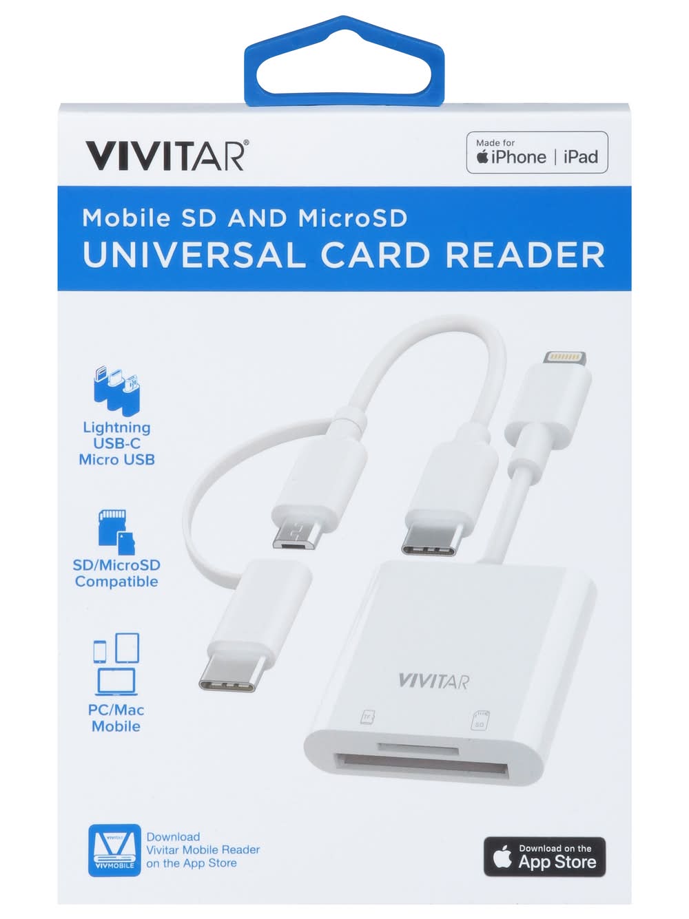 Vivitar Mobile Sd & Micro Sd Universal Card Reader, White