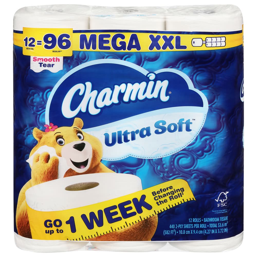 Charmin Ultra Soft Toilet Paper Rolls, XXL (12 ct)