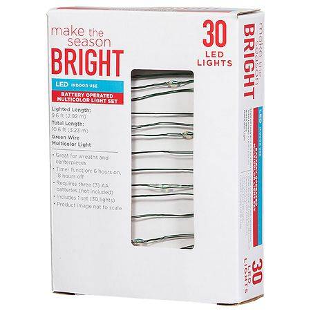 Make the Season Bright Battery Operated 30 Led Lights Set, Multicolor