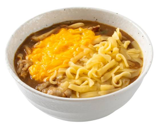 チータ��マカレーうどん Cheese and egg curry udon