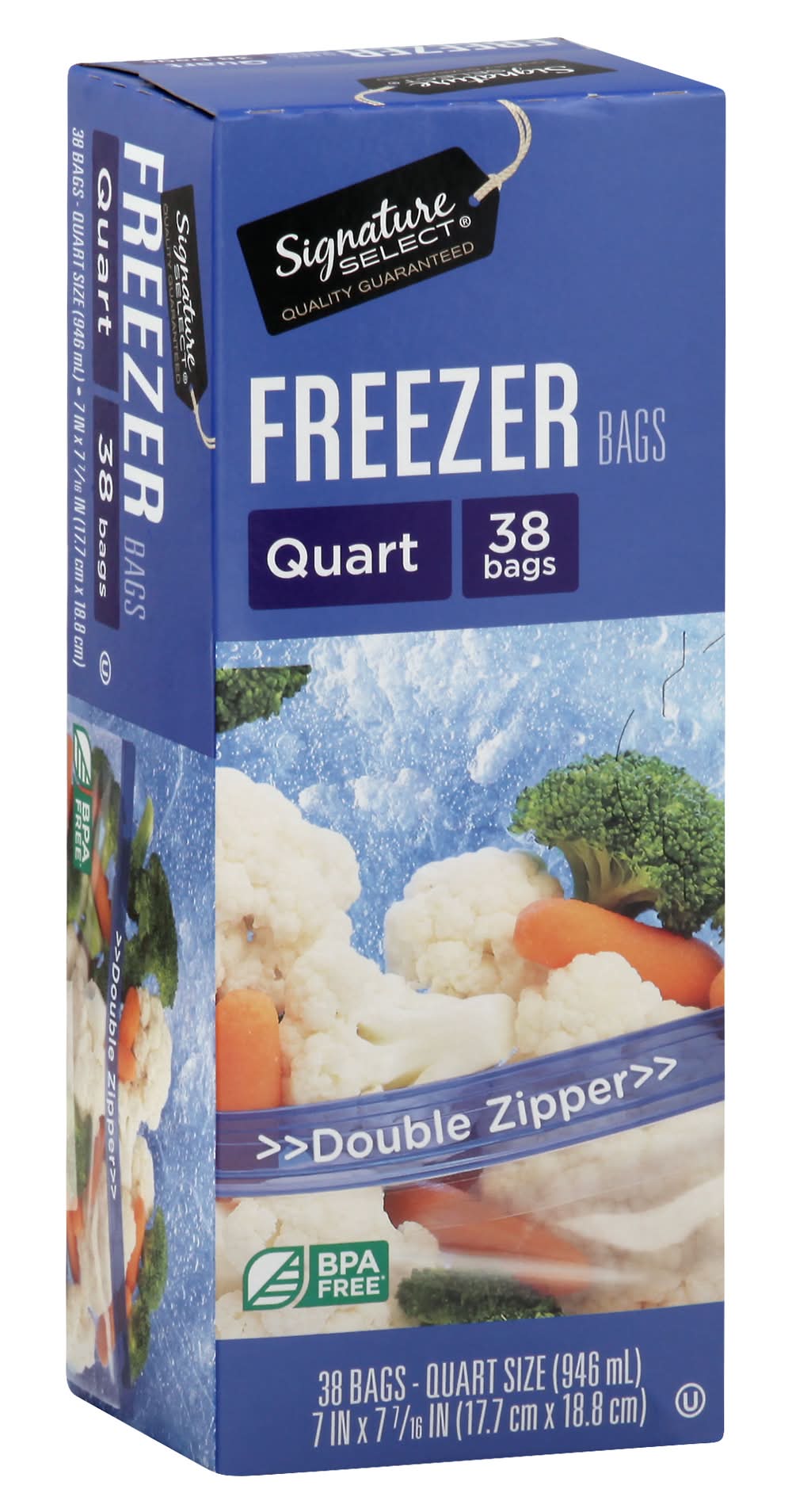 Signature Select Double Zipper Freezer Quart Bags