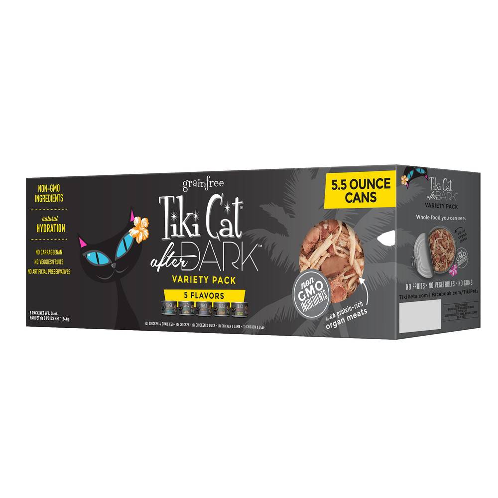 Tiki Cat After Dark Non-Gmo Ingredients Wet Cat Food, Assorted (44 oz, 8 ct)