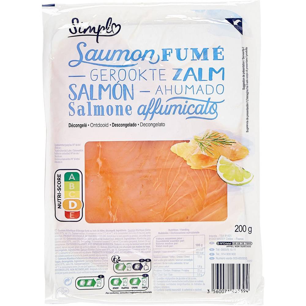 Saumon fumé SIMPL - le paquet de 200g