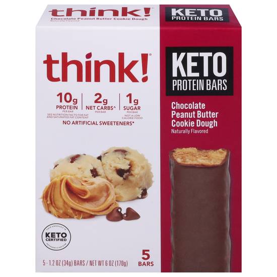 Think! Keto Chocolate Peanut Butter Cookie Dough Protein Bars (5 ct)