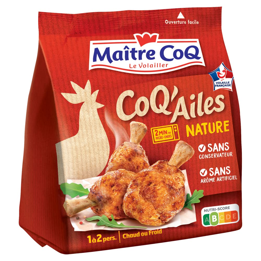 Maître CoQ - Coq’ailes de poulet cuites sans conservateur, nature (250g)