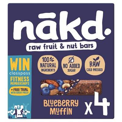 Nākd Blueberry Muffin, Raw Fruit & Nut Bars (4 pack)