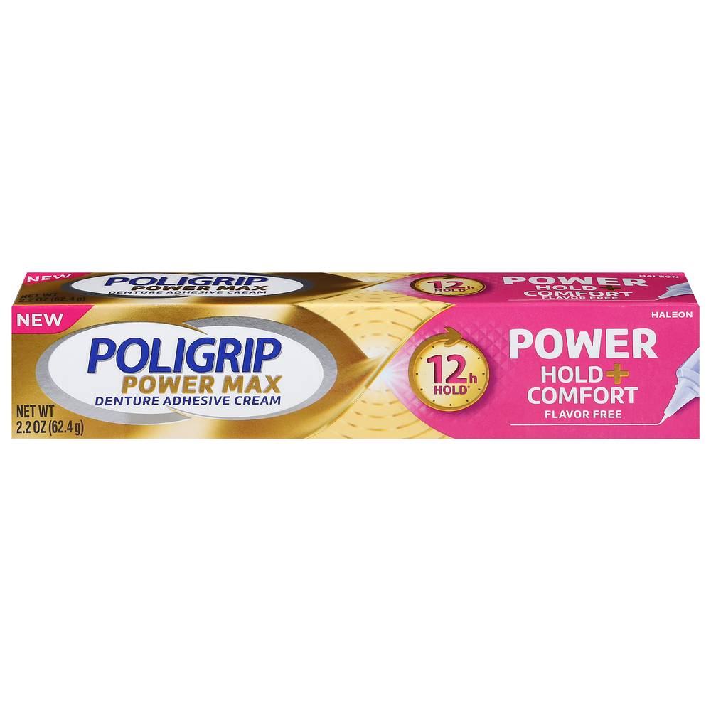 Poligrip Power Max Hold + Comfort Denture Adhesive Cream (2.2 oz)