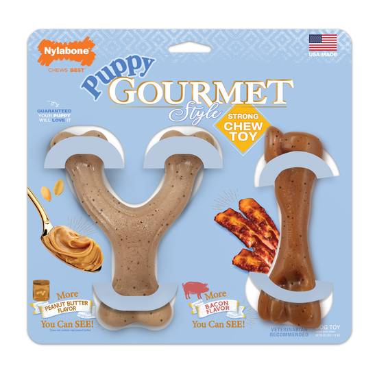 Nylabone Gourmet Style Puppy Chew Toy Bacon Peanut Butter (small/regular)