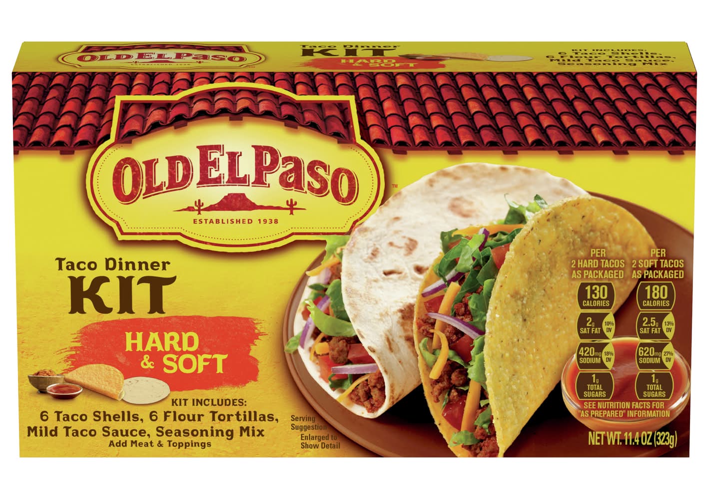 Old El Paso Taco Dinner Kit, Hard & Soft (11.4 oz, 14 ct)