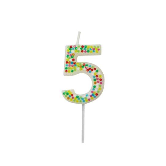 Celebrate It Confetti Number Birthday Candle Number 5, Multicolored