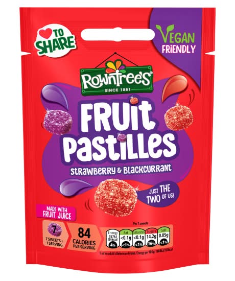 Rowntree's Strawberry & Blackcurrant, Vegan Friendly Fruit Pastilles (143g)
