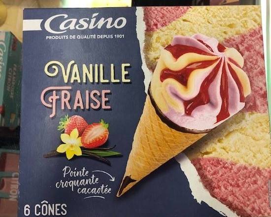 Cones vanille fraise casino x6 423g