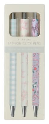 Fashion Click Pens 3-Count Gingham/Toile/Bows