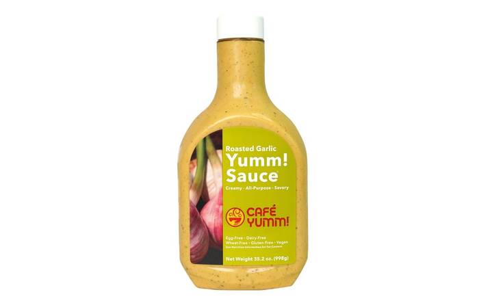 Bottle of Roasted Garlic Yumm! Sauce