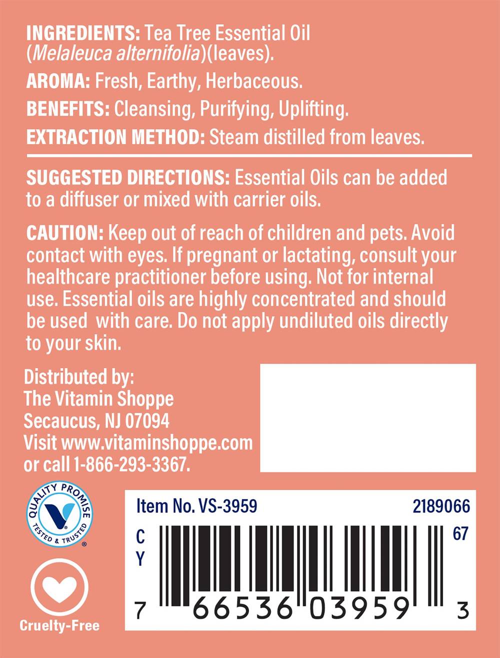 The Vitamin Shoppe 100% Pure Australian Tea Tree Oil Cleansing Purifying & Uplifting