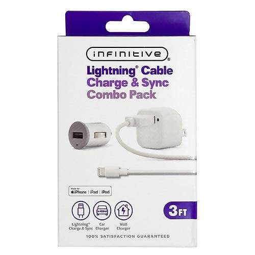 Infinitive Lightning Cable, Combo Pack 3Ft - 1.0 ea