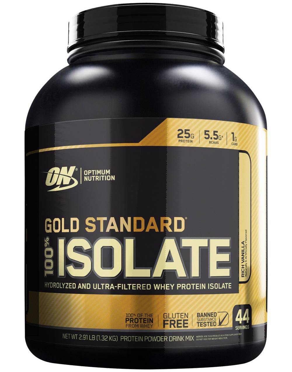 Optimum Nutrition Gold Standard 100% Isolate Protein Powder Drink Mix, Rich Vanilla (2.91 lbs)