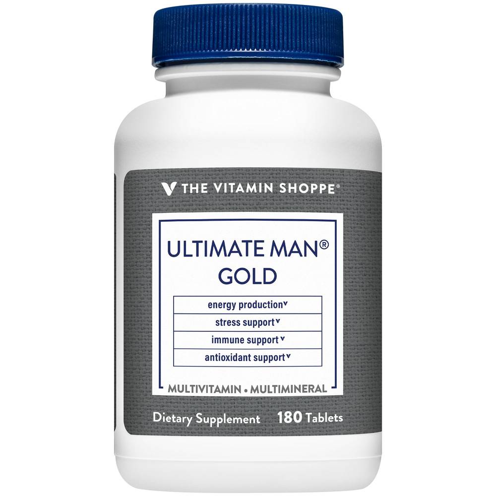Ultimate Man Gold Multivitamin & Multimineral - Energy Production, Stress, Antioxidant, & Immune Support (180 Tablets)