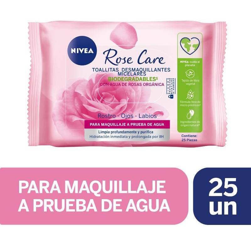 Nivea · Toallitas desmaquillantes micelares rose care (25 un)