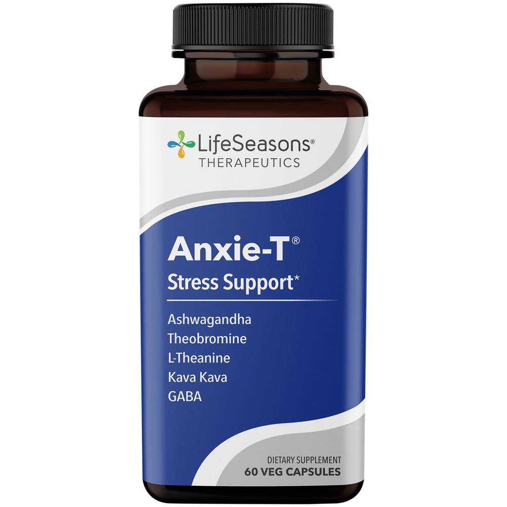 Anxie-T Stress Support With Ashwagandha, Gaba, Kava, Theobromine & L-Theanine (60 Vegetarian Capsules)