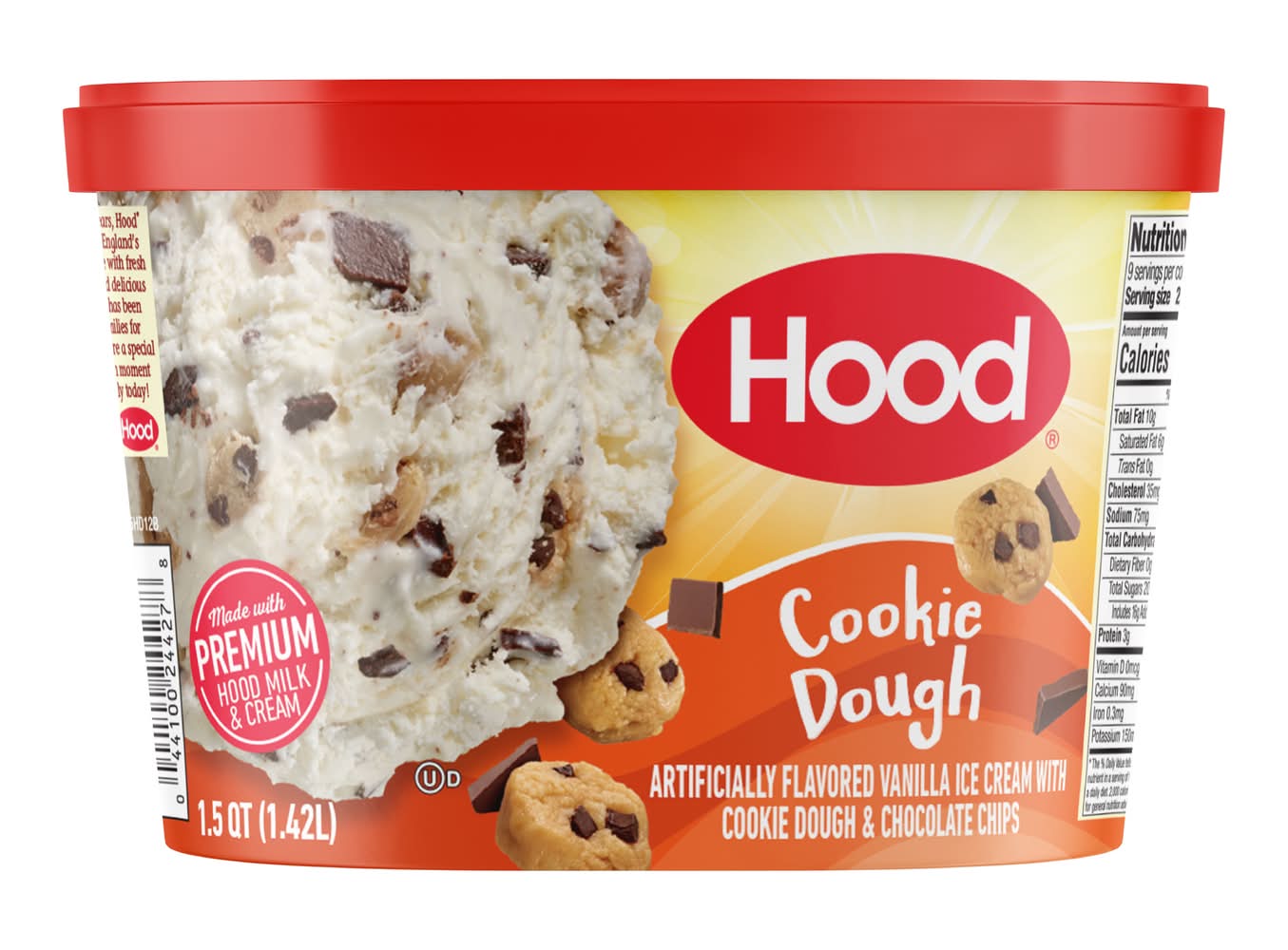 Hood Ice Cream, Cookie Dough - Chocolate (48 fl oz)