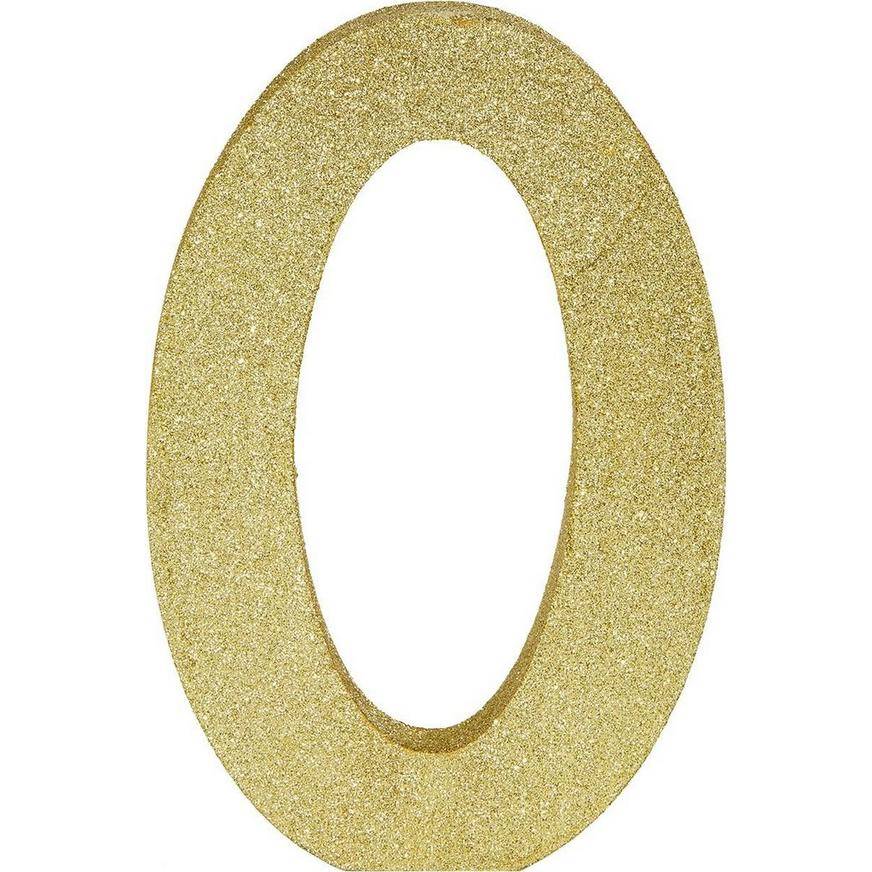 Party City Glitter Number 0 Sign, Gold