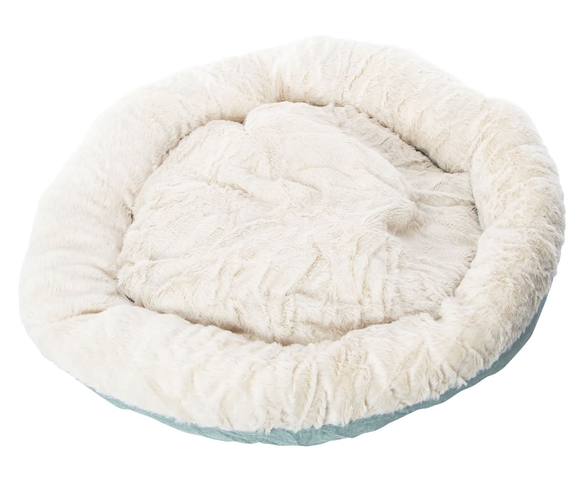 Faux Fur Round Pet Bed 22in Teal