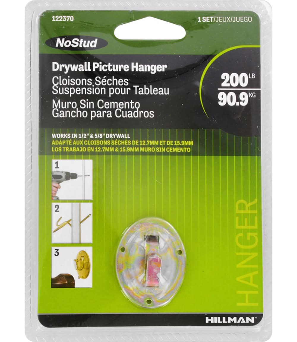 Hillman Zinc Silver Drywall Picture Hanger 200 Lb 1 Pk