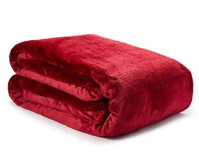 Broyhill Plaid Velvet Plush Blanket (queen-king/deep red)