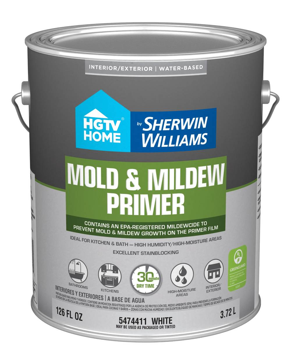 HGTV HOME by Sherwin-Williams Mold and Mildew Interior/Exterior Multi-purpose Water-based Wall and Ceiling Primer (1-Gallon) | HP5474411-16