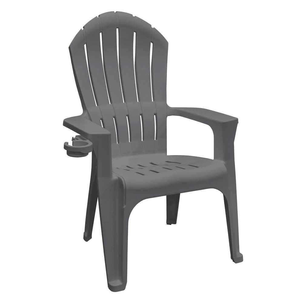 Adams PATIO Stackable Charcoal Plastic Frame Stationary Adirondack Chair with Slat Seat | 8390-13-3700