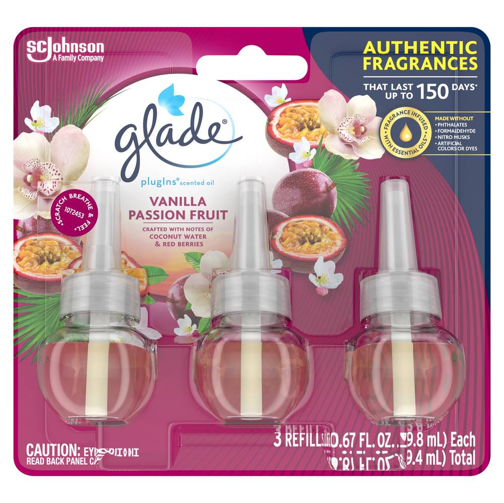 Glade Plugins Vanilla Passion Fruit Scented Oil Refills (0.67 fl oz, 3 ct)