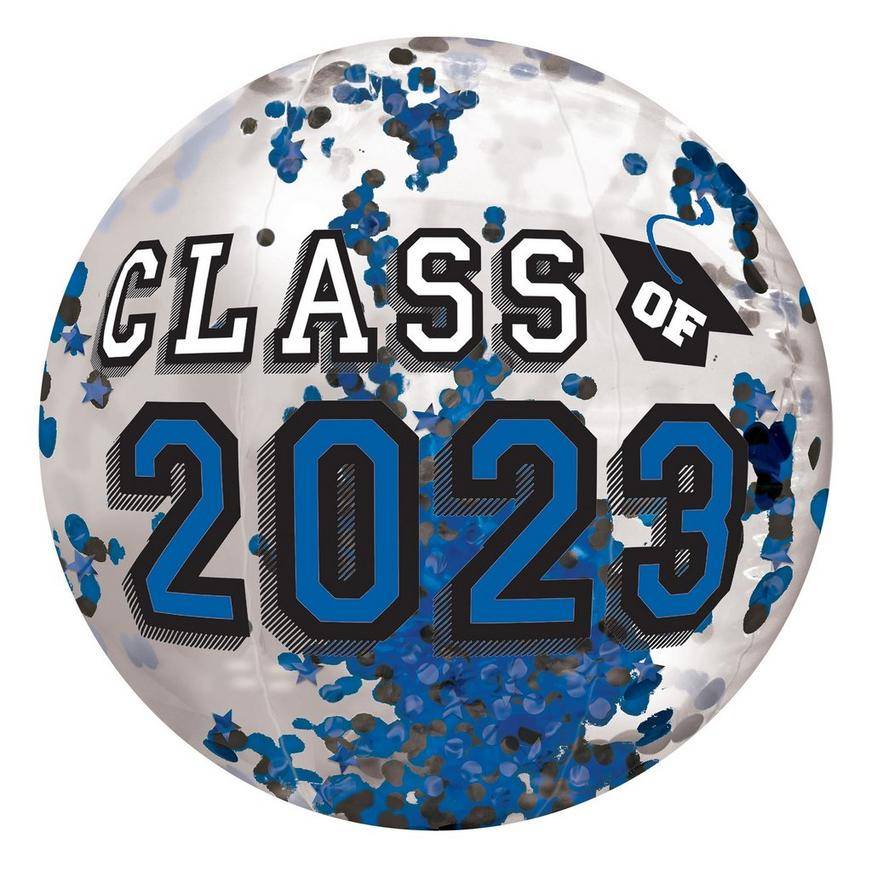 Blue Class of 2023 Graduation Confetti Beach Ball, 24in