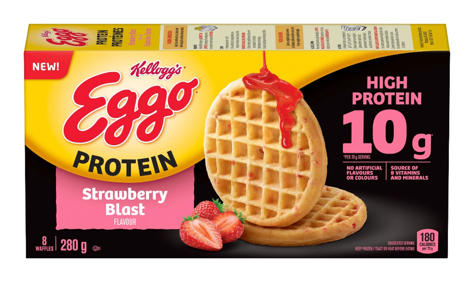 Eggo High Protein Waffles, Strawberry Blast (280 g, 8 ct)