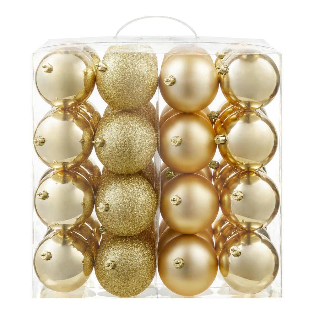 Home Accents Holiday 48-Piece Holiday Traditions Gold Shatter-Resistant Ornaments