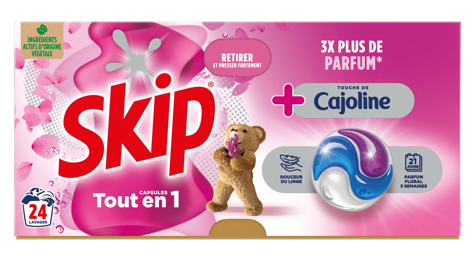 Skip - Lessive capsules 3-en-1 touche de cajoline 24 lavages (500g)