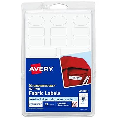 Avery No-Iron Clothing Labels White (45 ct)