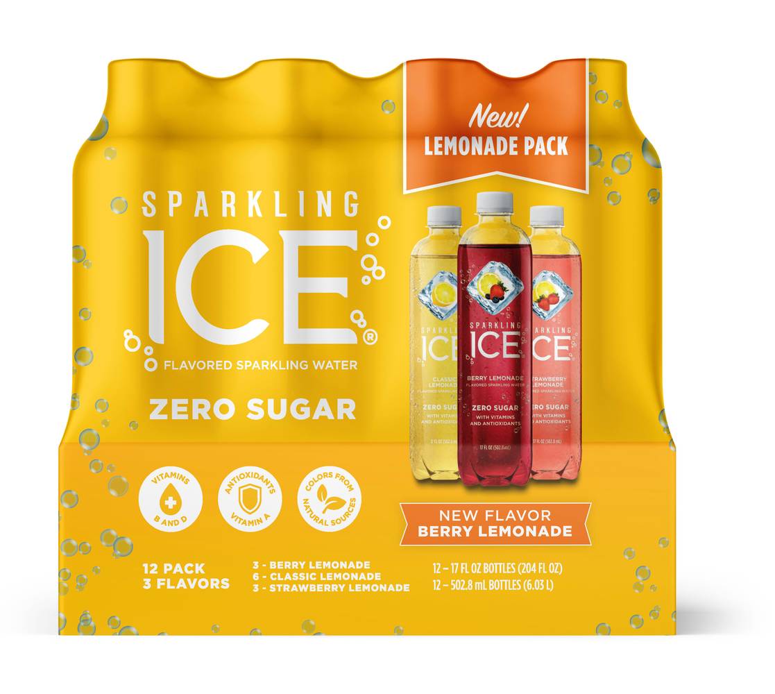Sparkling Ice Spiked Zero Sugar Sparkling Water Lemonade pack, Assorted (12 x 17 fl oz)