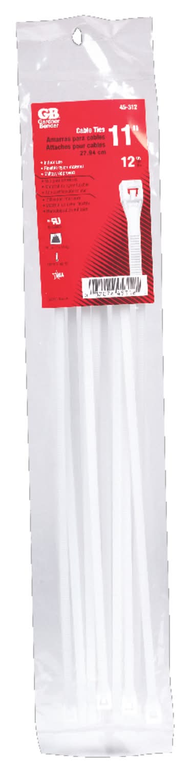 Gardner Bender 11 In. L White Cable Tie 12 Pk
