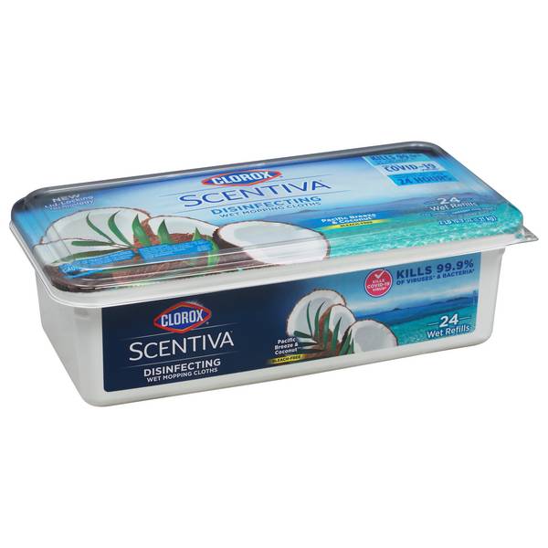 Clorox Scentiva Disinfecting Wet Mopping Cloths, Pacific Breeze & Coconut