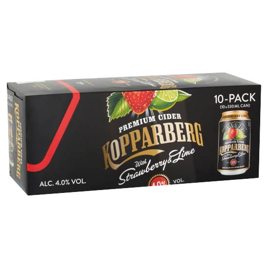 Kopparberg Premium Cider With Strawberry & Lime Cans 10 X 330ml