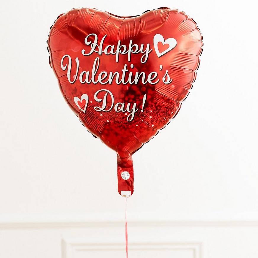 Uninflated Red Valentine's Day Heart Foil Balloon, 17in
