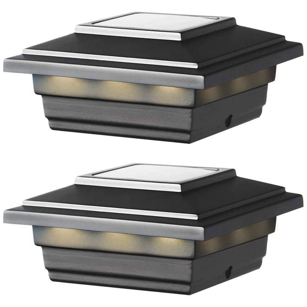 Veranda Solar 4X4 And 6X6 Black Plastic Led Deck Post Cap Light (2-Pack )