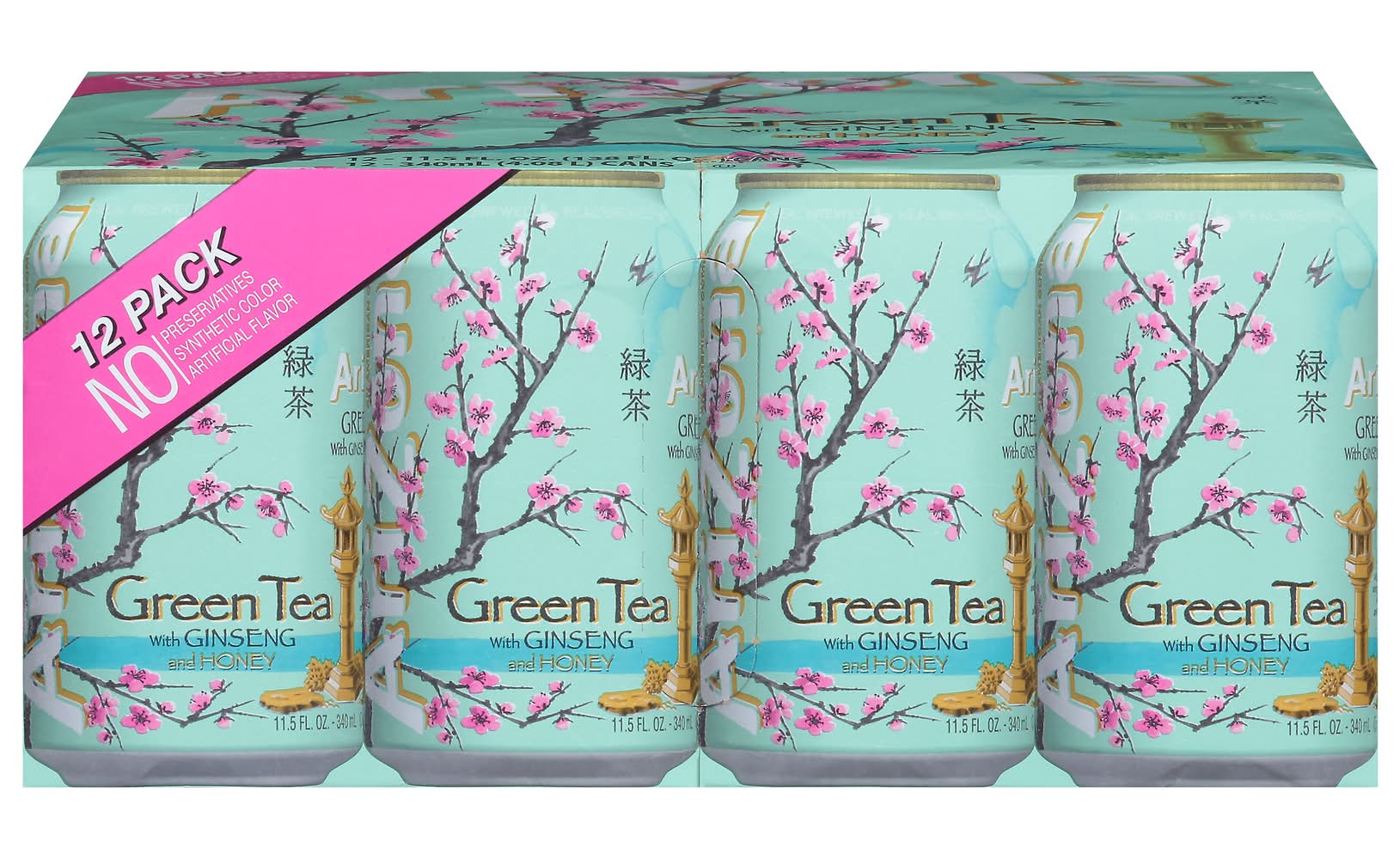 AriZona Green Tea, Ginseng & Honey (12 x 11.5 fl oz)