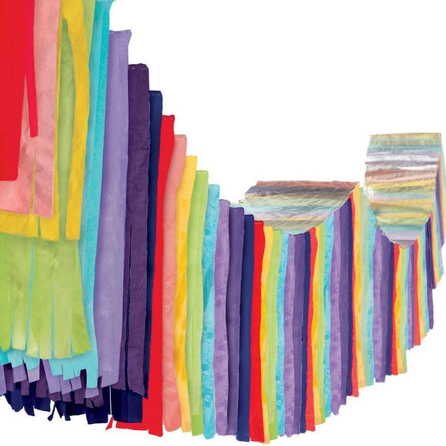 Multicolor Accordion Fringe Foil Tissue Ceiling Decoration, 12ft