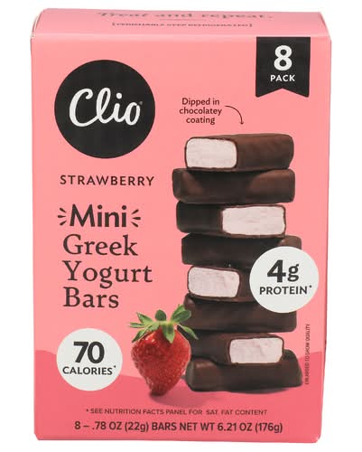 Clio Strawberry Dark Chocolate Covered Mini Greek Yogurt Bars