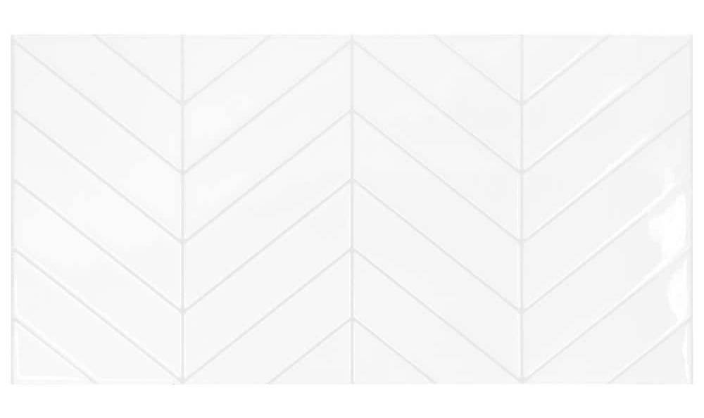 Smart Tiles Blok Chevron White 22.56 In. X 11.58 In. Vinyl Peel And Stick Tile (3.57 Sq. Ft./2-Pack)