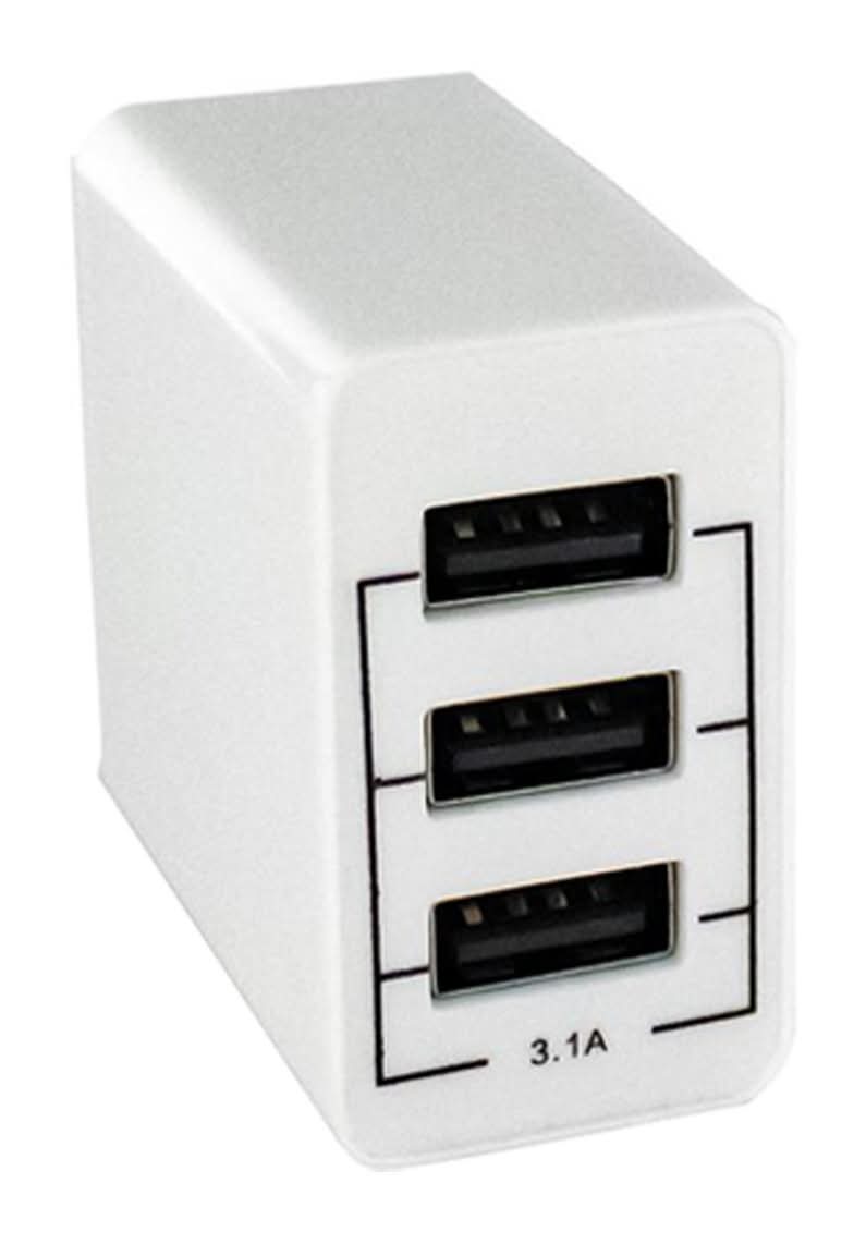 Wireless Gear 3 Usb Port Ac Charger, White